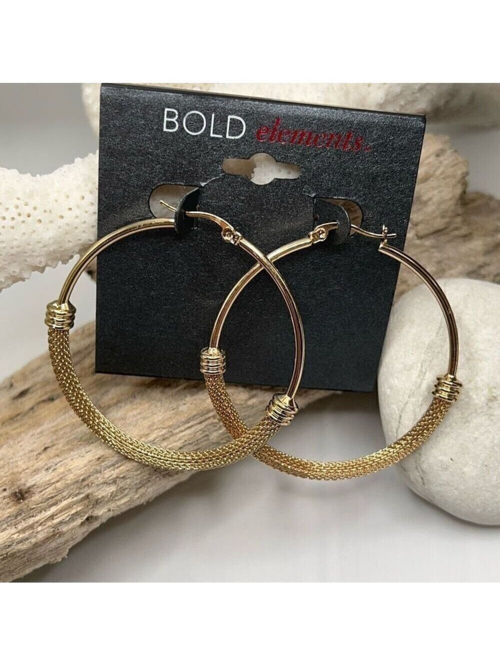 Gold Hoop Bold Elements Earrings $16ea / 3 for $25